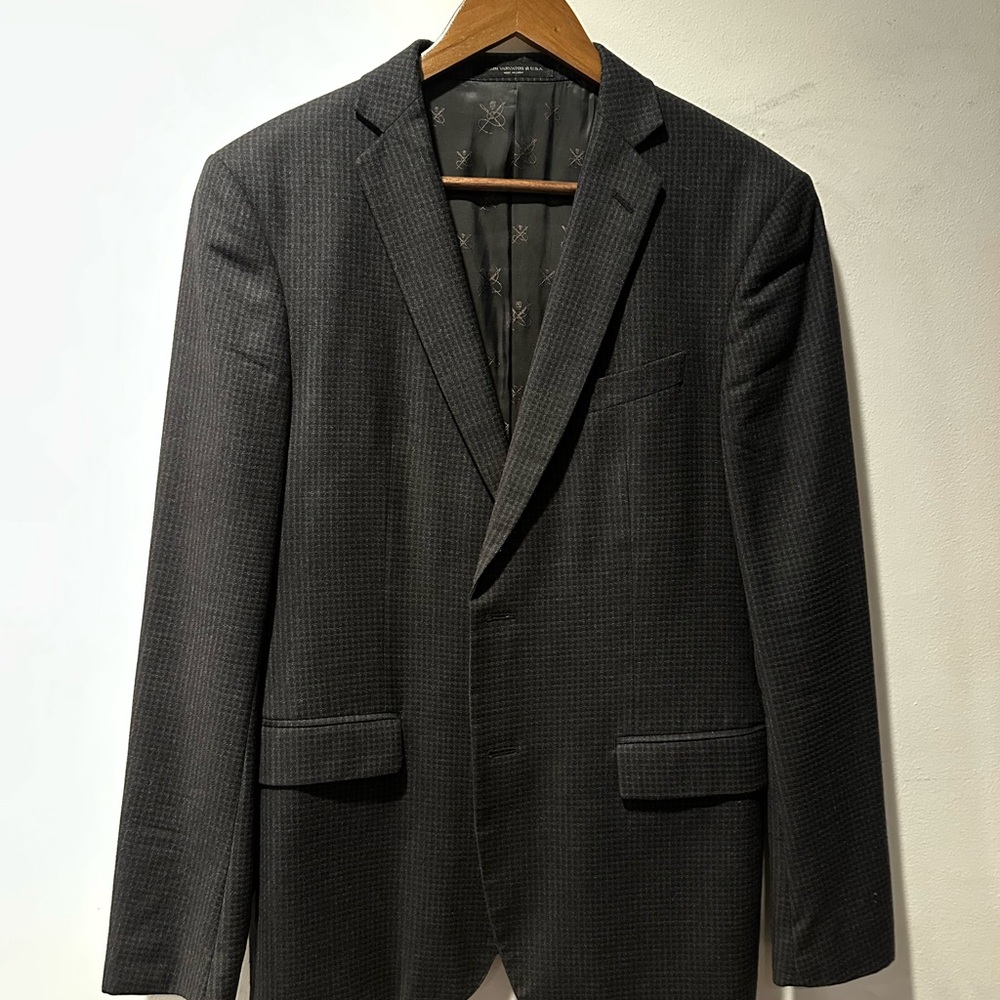 JOHN VARVATOS Charcoal Checkered Blazer